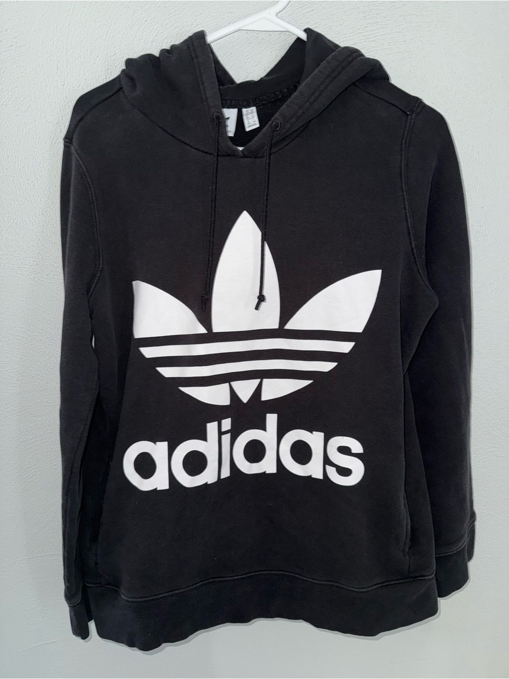 adidas Black Hoodie with White Trefoil Logo